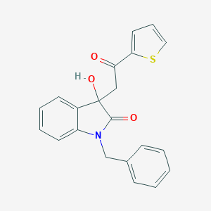 molecular formula C21H17NO3S B506673 1-Benzyl-3-hydroxy-3-(2-oxo-2-thiophen-2-ylethyl)indol-2-one CAS No. 83393-68-4