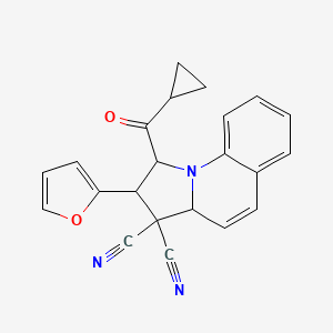 molecular formula C22H17N3O2 B5066735 1-(cyclopropylcarbonyl)-2-(2-furyl)-1,2-dihydropyrrolo[1,2-a]quinoline-3,3(3aH)-dicarbonitrile 