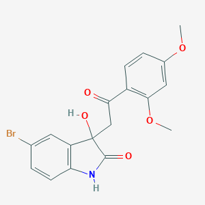 molecular formula C18H16BrNO5 B506674 5-bromo-3-[2-(2,4-dimethoxyphenyl)-2-oxoethyl]-3-hydroxy-1,3-dihydro-2H-indol-2-one CAS No. 362506-77-2