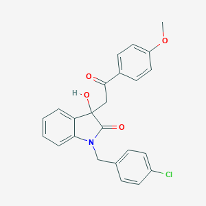 molecular formula C24H20ClNO4 B506675 1-(4-chlorobenzyl)-3-hydroxy-3-[2-(4-methoxyphenyl)-2-oxoethyl]-1,3-dihydro-2H-indol-2-one CAS No. 362507-14-0