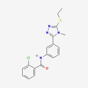 molecular formula C18H17ClN4OS B5066767 2-chloro-N-{3-[5-(ethylthio)-4-methyl-4H-1,2,4-triazol-3-yl]phenyl}benzamide 