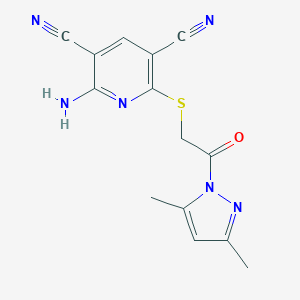 2-amino-6-{[2-(3,5-dimethyl-1H-pyrazol-1-yl)-2-oxoethyl]sulfanyl}-3,5-pyridinedicarbonitrile