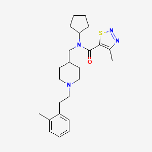 molecular formula C24H34N4OS B5066779 N-cyclopentyl-4-methyl-N-({1-[2-(2-methylphenyl)ethyl]-4-piperidinyl}methyl)-1,2,3-thiadiazole-5-carboxamide 