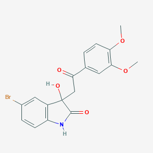 molecular formula C18H16BrNO5 B506680 5-bromo-3-[2-(3,4-dimethoxyphenyl)-2-oxoethyl]-3-hydroxy-1,3-dihydro-2H-indol-2-one CAS No. 362506-60-3