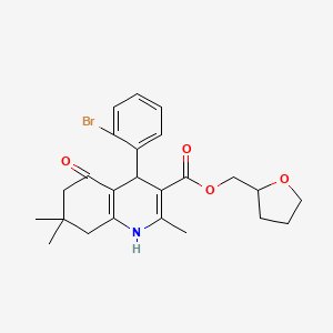 molecular formula C24H28BrNO4 B5066812 tetrahydro-2-furanylmethyl 4-(2-bromophenyl)-2,7,7-trimethyl-5-oxo-1,4,5,6,7,8-hexahydro-3-quinolinecarboxylate 