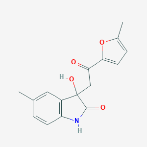 molecular formula C16H15NO4 B506682 3-hydroxy-5-methyl-3-[2-(5-methylfuran-2-yl)-2-oxoethyl]-1,3-dihydro-2H-indol-2-one CAS No. 439091-85-7