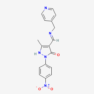 molecular formula C17H15N5O3 B5066830 5-methyl-2-(4-nitrophenyl)-4-{[(4-pyridinylmethyl)amino]methylene}-2,4-dihydro-3H-pyrazol-3-one 