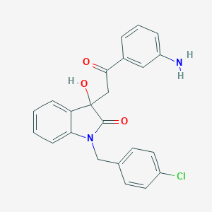 molecular formula C23H19ClN2O3 B506687 3-[2-(3-aminophenyl)-2-oxoethyl]-1-(4-chlorobenzyl)-3-hydroxy-1,3-dihydro-2H-indol-2-one CAS No. 362507-26-4