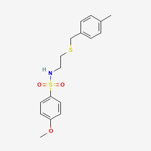 molecular formula C17H21NO3S2 B5066909 4-methoxy-N-{2-[(4-methylbenzyl)thio]ethyl}benzenesulfonamide 
