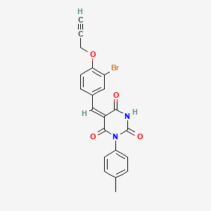 molecular formula C21H15BrN2O4 B5066913 5-[3-bromo-4-(2-propyn-1-yloxy)benzylidene]-1-(4-methylphenyl)-2,4,6(1H,3H,5H)-pyrimidinetrione 