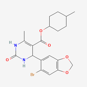 molecular formula C20H23BrN2O5 B5066916 4-methylcyclohexyl 4-(6-bromo-1,3-benzodioxol-5-yl)-6-methyl-2-oxo-1,2,3,4-tetrahydro-5-pyrimidinecarboxylate 