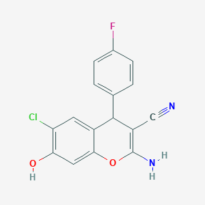 molecular formula C16H10ClFN2O2 B5066931 2-amino-6-chloro-4-(4-fluorophenyl)-7-hydroxy-4H-chromene-3-carbonitrile 