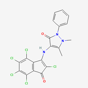 molecular formula C20H12Cl5N3O2 B5066948 1,5-dimethyl-4-[(2,4,5,6,7-pentachloro-1-oxo-1H-inden-3-yl)amino]-2-phenyl-1,2-dihydro-3H-pyrazol-3-one 