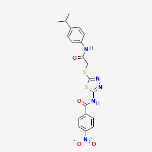 molecular formula C20H19N5O4S2 B5066949 N-[5-({2-[(4-isopropylphenyl)amino]-2-oxoethyl}thio)-1,3,4-thiadiazol-2-yl]-4-nitrobenzamide 