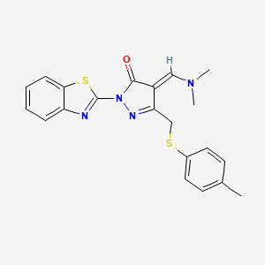 molecular formula C21H20N4OS2 B5066964 2-(1,3-benzothiazol-2-yl)-4-[(dimethylamino)methylene]-5-{[(4-methylphenyl)thio]methyl}-2,4-dihydro-3H-pyrazol-3-one 