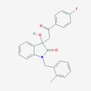 molecular formula C24H20FNO3 B506699 3-[2-(4-fluorophenyl)-2-oxoethyl]-3-hydroxy-1-(2-methylbenzyl)-1,3-dihydro-2H-indol-2-one CAS No. 384356-46-1
