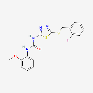 molecular formula C17H15FN4O2S2 B5067022 N-{5-[(2-fluorobenzyl)thio]-1,3,4-thiadiazol-2-yl}-N'-(2-methoxyphenyl)urea 