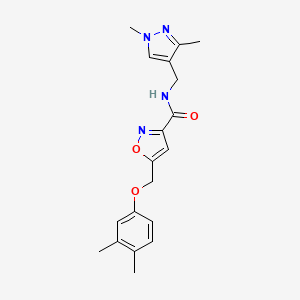 molecular formula C19H22N4O3 B5067023 5-[(3,4-dimethylphenoxy)methyl]-N-[(1,3-dimethyl-1H-pyrazol-4-yl)methyl]-3-isoxazolecarboxamide 