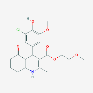 2-methoxyethyl 4-(3-chloro-4-hydroxy-5-methoxyphenyl)-2-methyl-5-oxo-1,4,5,6,7,8-hexahydro-3-quinolinecarboxylate