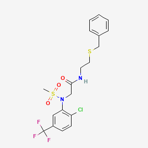 molecular formula C19H20ClF3N2O3S2 B5067039 N~1~-[2-(benzylthio)ethyl]-N~2~-[2-chloro-5-(trifluoromethyl)phenyl]-N~2~-(methylsulfonyl)glycinamide 