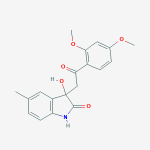 molecular formula C19H19NO5 B506704 3-[2-(2,4-dimethoxyphenyl)-2-oxoethyl]-3-hydroxy-5-methyl-1,3-dihydro-2H-indol-2-one CAS No. 384362-10-1