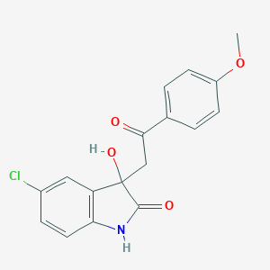 molecular formula C17H14ClNO4 B506706 5-Chloro-3-hydroxy-3-(2-(4-methoxyphenyl)-2-oxoethyl)indolin-2-one CAS No. 442639-80-7