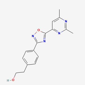 molecular formula C16H16N4O2 B5067063 2-{4-[5-(2,6-dimethyl-4-pyrimidinyl)-1,2,4-oxadiazol-3-yl]phenyl}ethanol 