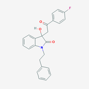 molecular formula C24H20FNO3 B506712 3-[2-(4-fluorophenyl)-2-oxoethyl]-3-hydroxy-1-(2-phenylethyl)-1,3-dihydro-2H-indol-2-one CAS No. 383892-40-8