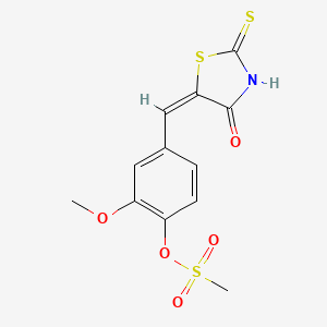 molecular formula C12H11NO5S3 B5067139 2-methoxy-4-[(4-oxo-2-thioxo-1,3-thiazolidin-5-ylidene)methyl]phenyl methanesulfonate 