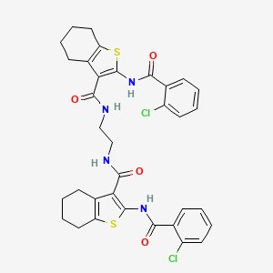 molecular formula C34H32Cl2N4O4S2 B5067145 N,N'-1,2-ethanediylbis{2-[(2-chlorobenzoyl)amino]-4,5,6,7-tetrahydro-1-benzothiophene-3-carboxamide} 