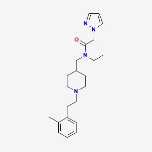 molecular formula C22H32N4O B5067159 N-ethyl-N-({1-[2-(2-methylphenyl)ethyl]-4-piperidinyl}methyl)-2-(1H-pyrazol-1-yl)acetamide 