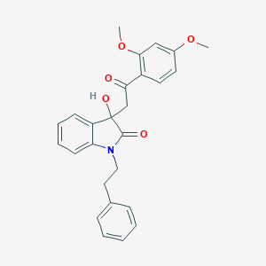 molecular formula C26H25NO5 B506716 3-[2-(2,4-dimethoxyphenyl)-2-oxoethyl]-3-hydroxy-1-(2-phenylethyl)-1,3-dihydro-2H-indol-2-one CAS No. 370856-18-1