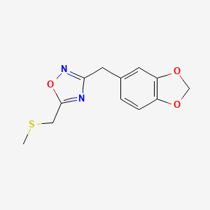molecular formula C12H12N2O3S B5067180 3-(1,3-benzodioxol-5-ylmethyl)-5-[(methylthio)methyl]-1,2,4-oxadiazole 