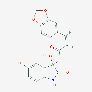 3-[4-(1,3-benzodioxol-5-yl)-2-oxo-3-butenyl]-5-bromo-3-hydroxy-1,3-dihydro-2H-indol-2-one