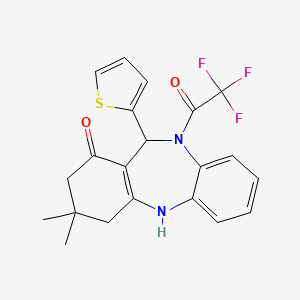 molecular formula C21H19F3N2O2S B5067282 3,3-dimethyl-11-(2-thienyl)-10-(trifluoroacetyl)-2,3,4,5,10,11-hexahydro-1H-dibenzo[b,e][1,4]diazepin-1-one 