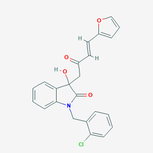 molecular formula C23H18ClNO4 B506730 1-(2-chlorobenzyl)-3-[4-(2-furyl)-2-oxo-3-butenyl]-3-hydroxy-1,3-dihydro-2H-indol-2-one CAS No. 355428-92-1
