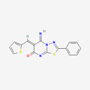 molecular formula C16H10N4OS2 B5067312 5-imino-2-phenyl-6-(2-thienylmethylene)-5,6-dihydro-7H-[1,3,4]thiadiazolo[3,2-a]pyrimidin-7-one 