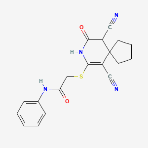 molecular formula C19H18N4O2S B5067331 2-[(6,10-dicyano-9-oxo-8-azaspiro[4.5]dec-6-en-7-yl)thio]-N-phenylacetamide 