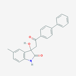 molecular formula C23H19NO3 B506734 3-hydroxy-5-methyl-3-[2-oxo-2-(4-phenylphenyl)ethyl]-1H-indol-2-one CAS No. 371128-83-5
