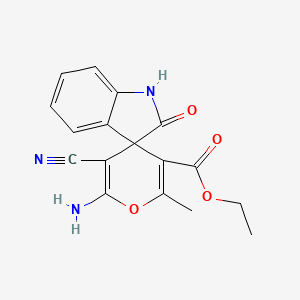 ethyl 6'-amino-5'-cyano-2'-methyl-2-oxo-1,2-dihydrospiro[indole-3,4'-pyran]-3'-carboxylate
