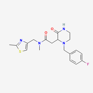 molecular formula C19H23FN4O2S B5067362 2-[1-(4-fluorobenzyl)-3-oxo-2-piperazinyl]-N-methyl-N-[(2-methyl-1,3-thiazol-4-yl)methyl]acetamide 