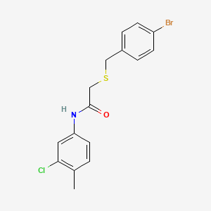 molecular formula C16H15BrClNOS B5067371 2-[(4-bromobenzyl)thio]-N-(3-chloro-4-methylphenyl)acetamide 
