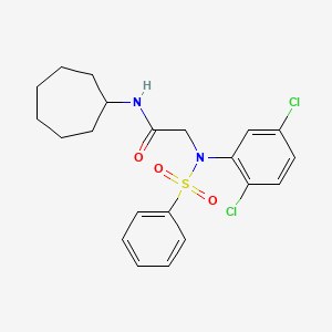 molecular formula C21H24Cl2N2O3S B5067376 N~1~-cycloheptyl-N~2~-(2,5-dichlorophenyl)-N~2~-(phenylsulfonyl)glycinamide 