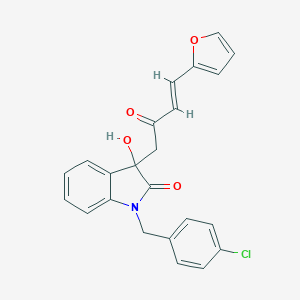 molecular formula C23H18ClNO4 B506740 1-(4-chlorobenzyl)-3-[4-(2-furyl)-2-oxo-3-butenyl]-3-hydroxy-1,3-dihydro-2H-indol-2-one CAS No. 355428-99-8