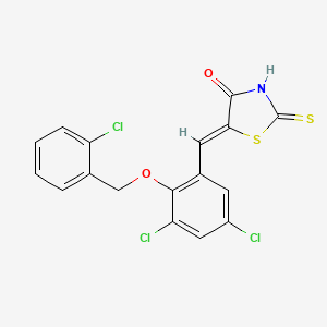 molecular formula C17H10Cl3NO2S2 B5067418 5-{3,5-dichloro-2-[(2-chlorobenzyl)oxy]benzylidene}-2-thioxo-1,3-thiazolidin-4-one 