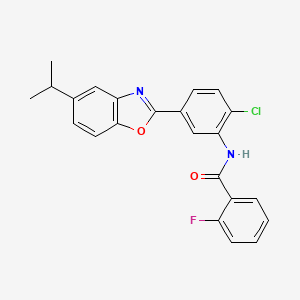 molecular formula C23H18ClFN2O2 B5067424 N-[2-chloro-5-(5-isopropyl-1,3-benzoxazol-2-yl)phenyl]-2-fluorobenzamide 