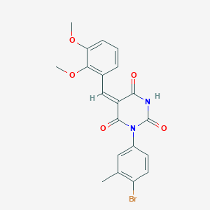 molecular formula C20H17BrN2O5 B5067429 1-(4-bromo-3-methylphenyl)-5-(2,3-dimethoxybenzylidene)-2,4,6(1H,3H,5H)-pyrimidinetrione 