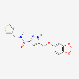 molecular formula C18H17N3O4S B5067493 5-[(1,3-benzodioxol-5-yloxy)methyl]-N-methyl-N-(3-thienylmethyl)-1H-pyrazole-3-carboxamide 