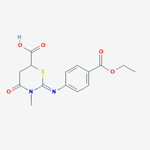 molecular formula C15H16N2O5S B5067511 2-{[4-(ethoxycarbonyl)phenyl]imino}-3-methyl-4-oxo-1,3-thiazinane-6-carboxylic acid 