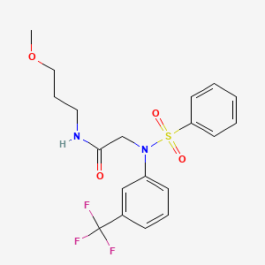 molecular formula C19H21F3N2O4S B5067559 N~1~-(3-methoxypropyl)-N~2~-(phenylsulfonyl)-N~2~-[3-(trifluoromethyl)phenyl]glycinamide 